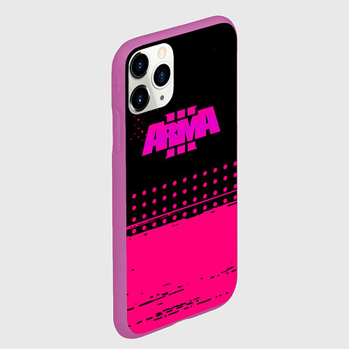Чехол iPhone 11 Pro матовый ARMA розовая геометрия / 3D-Фиолетовый – фото 2