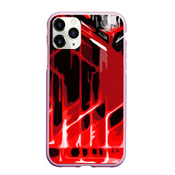 Чехол iPhone 11 Pro матовый Abstract red stripes on a black background, цвет: 3D-розовый