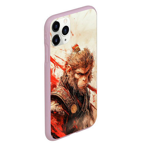 Чехол iPhone 11 Pro матовый Wukong на фоне с брызгами / 3D-Розовый – фото 2