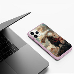 Чехол iPhone 11 Pro матовый Wukong и дракон, цвет: 3D-розовый — фото 2