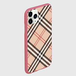 Чехол iPhone 11 Pro матовый Стильная клетка - шотландка, крупно, цвет: 3D-малиновый — фото 2