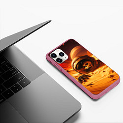 Чехол iPhone 11 Pro матовый Пропавший космонавт, цвет: 3D-малиновый — фото 2