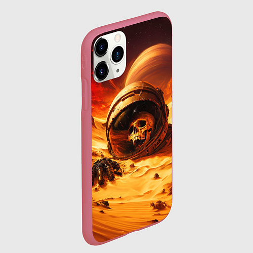 Чехол iPhone 11 Pro матовый Пропавший космонавт / 3D-Малиновый – фото 2