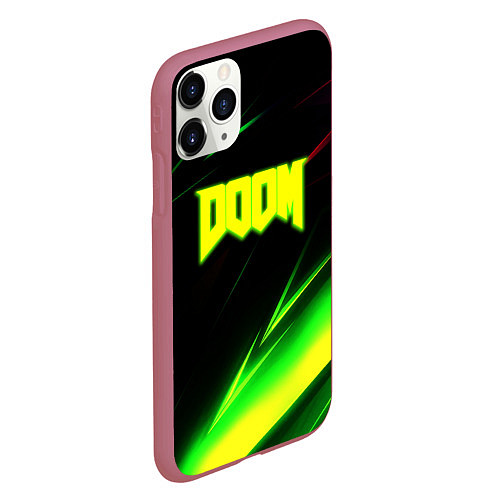 Чехол iPhone 11 Pro матовый Doom кислотные линии / 3D-Малиновый – фото 2