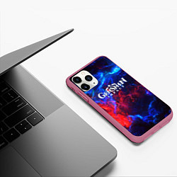 Чехол iPhone 11 Pro матовый Genshin Impact space, цвет: 3D-малиновый — фото 2