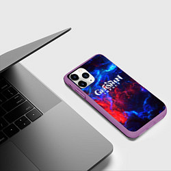Чехол iPhone 11 Pro матовый Genshin Impact space, цвет: 3D-фиолетовый — фото 2