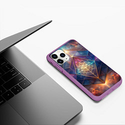 Чехол iPhone 11 Pro матовый Космическая геометрическая абстракция, цвет: 3D-фиолетовый — фото 2