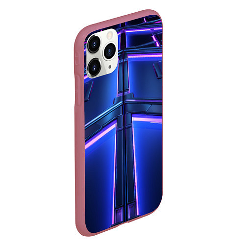 Чехол iPhone 11 Pro матовый Неоновая световая конструкция / 3D-Малиновый – фото 2