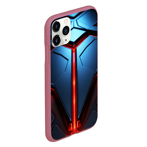 Чехол iPhone 11 Pro матовый Разлом плит под углом с красным светом / 3D-Малиновый – фото 2