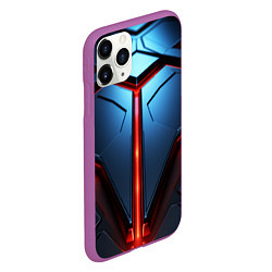 Чехол iPhone 11 Pro матовый Разлом плит под углом с красным светом, цвет: 3D-фиолетовый — фото 2