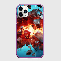 Чехол iPhone 11 Pro матовый Обломки абстрактных камней от взрыва, цвет: 3D-фиолетовый