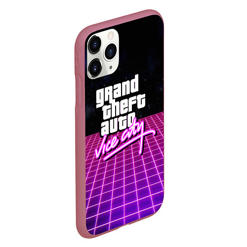 Чехол iPhone 11 Pro матовый GTA retro wave / 3D-Малиновый – фото 2