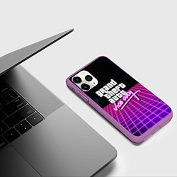 Чехол iPhone 11 Pro матовый GTA retro wave, цвет: 3D-фиолетовый — фото 2