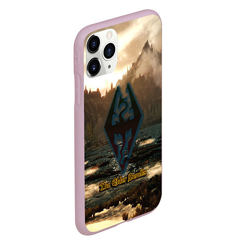 Чехол iPhone 11 Pro матовый Skyrim logo природа / 3D-Розовый – фото 2