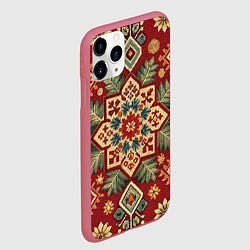 Чехол iPhone 11 Pro матовый Узоры советского ковра, цвет: 3D-малиновый — фото 2