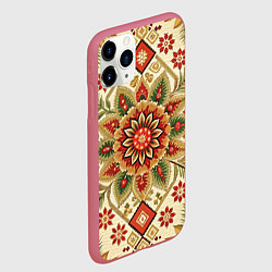 Чехол iPhone 11 Pro матовый Стиль советского ковра узоры и орнамент, цвет: 3D-малиновый — фото 2