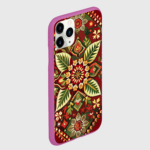 Чехол iPhone 11 Pro матовый Стиль советского ковра узоры и орнамент / 3D-Фиолетовый – фото 2