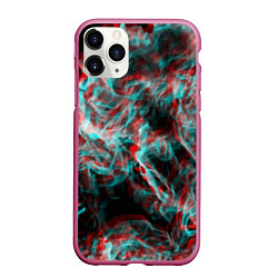 Чехол iPhone 11 Pro матовый Дым из вейпа глитч, цвет: 3D-малиновый