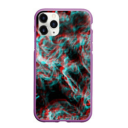 Чехол iPhone 11 Pro матовый Дым из вейпа глитч, цвет: 3D-фиолетовый