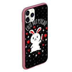 Чехол iPhone 11 Pro матовый Cute but psycho bunny, цвет: 3D-малиновый — фото 2