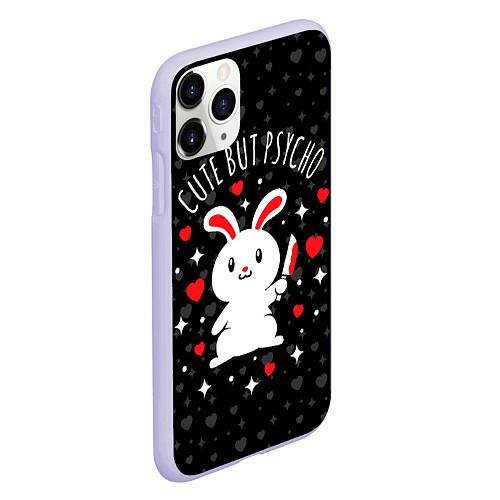 Чехол iPhone 11 Pro матовый Cute but psycho bunny / 3D-Светло-сиреневый – фото 2