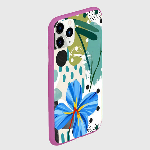 Чехол iPhone 11 Pro матовый Цветы горошек абстракция / 3D-Фиолетовый – фото 2