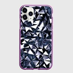 Чехол iPhone 11 Pro матовый Взрыв геометрических треугольников, цвет: 3D-фиолетовый