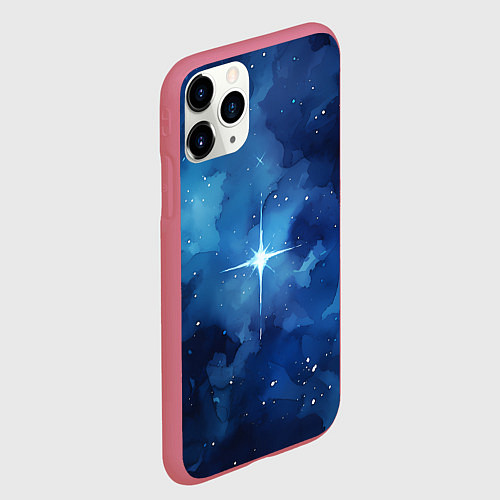 Чехол iPhone 11 Pro матовый Звезда в ночном небе / 3D-Малиновый – фото 2