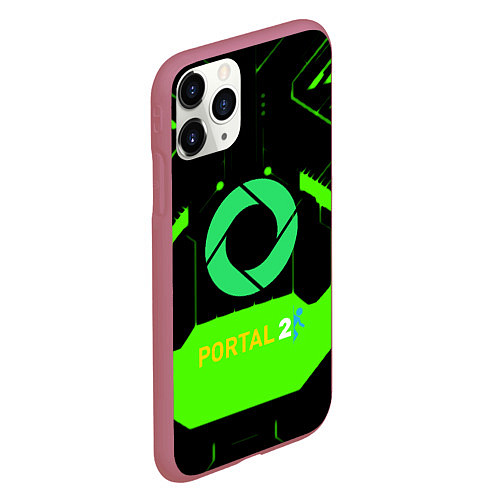 Чехол iPhone 11 Pro матовый Portal game pattern / 3D-Малиновый – фото 2