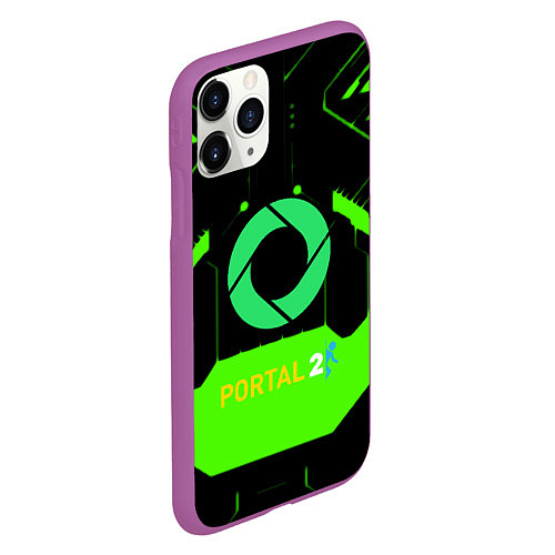 Чехол iPhone 11 Pro матовый Portal game pattern / 3D-Фиолетовый – фото 2