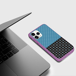 Чехол iPhone 11 Pro матовый Комбинированный синий со звездами узор, цвет: 3D-фиолетовый — фото 2