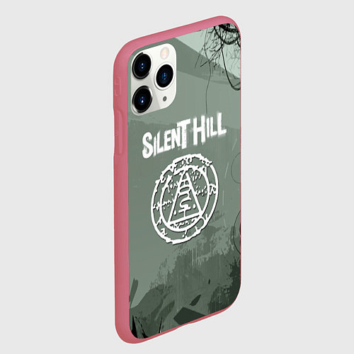 Чехол iPhone 11 Pro матовый Silent hill тёмная материя / 3D-Малиновый – фото 2