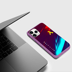 Чехол iPhone 11 Pro матовый Half life stripes neon, цвет: 3D-фиолетовый — фото 2