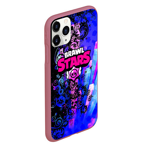 Чехол iPhone 11 Pro матовый Brawl stars neon abstraction / 3D-Малиновый – фото 2