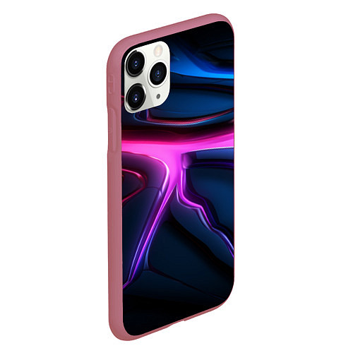 Чехол iPhone 11 Pro матовый Фиолетовая кислота текстура / 3D-Малиновый – фото 2