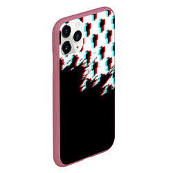 Чехол iPhone 11 Pro матовый Billie Eilish pattern glitch, цвет: 3D-малиновый — фото 2