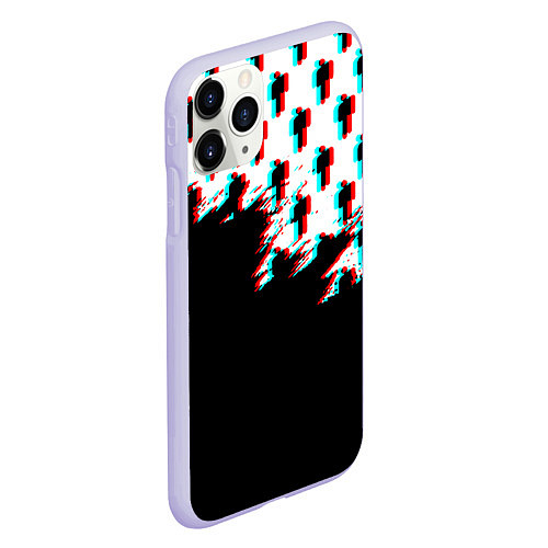 Чехол iPhone 11 Pro матовый Billie Eilish pattern glitch / 3D-Светло-сиреневый – фото 2