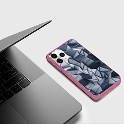 Чехол iPhone 11 Pro матовый Геометрические грани, цвет: 3D-малиновый — фото 2