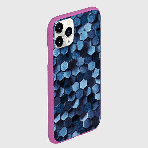 Чехол iPhone 11 Pro матовый Холодные соты / 3D-Фиолетовый – фото 2