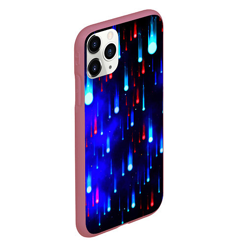 Чехол iPhone 11 Pro матовый Космические метеориты / 3D-Малиновый – фото 2