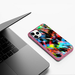 Чехол iPhone 11 Pro матовый Цветные краски абстракция, цвет: 3D-малиновый — фото 2