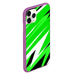 Чехол iPhone 11 Pro матовый Geometry stripes green, цвет: 3D-фиолетовый — фото 2