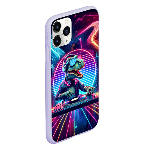 Чехол iPhone 11 Pro матовый Dino DJ - neon glow / 3D-Светло-сиреневый – фото 2