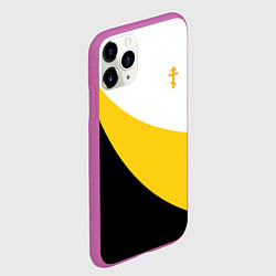 Чехол iPhone 11 Pro матовый Сокрушу пред ним врагов его малый желтый крест Ник, цвет: 3D-фиолетовый — фото 2