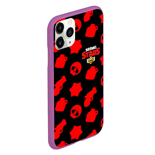 Чехол iPhone 11 Pro матовый Brawl stars logo / 3D-Фиолетовый – фото 2