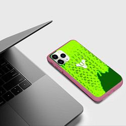 Чехол iPhone 11 Pro матовый Destiny кислотные надписи, цвет: 3D-малиновый — фото 2