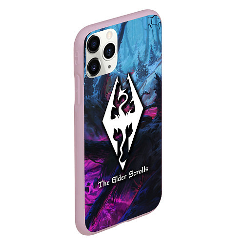 Чехол iPhone 11 Pro матовый Skyrim game steel / 3D-Розовый – фото 2