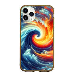 Чехол iPhone 11 Pro матовый Космическое завихрение - инь янь, цвет: 3D-коричневый