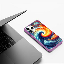 Чехол iPhone 11 Pro матовый Космическое завихрение - инь янь, цвет: 3D-фиолетовый — фото 2