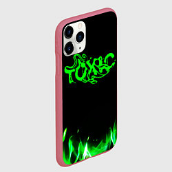 Чехол iPhone 11 Pro матовый Toxic text, цвет: 3D-малиновый — фото 2